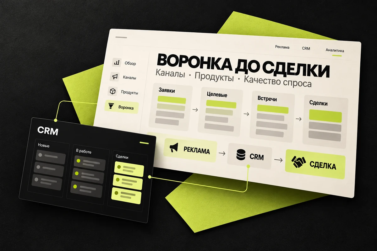 Связь рекламы, CRM и сделки в единой воронке