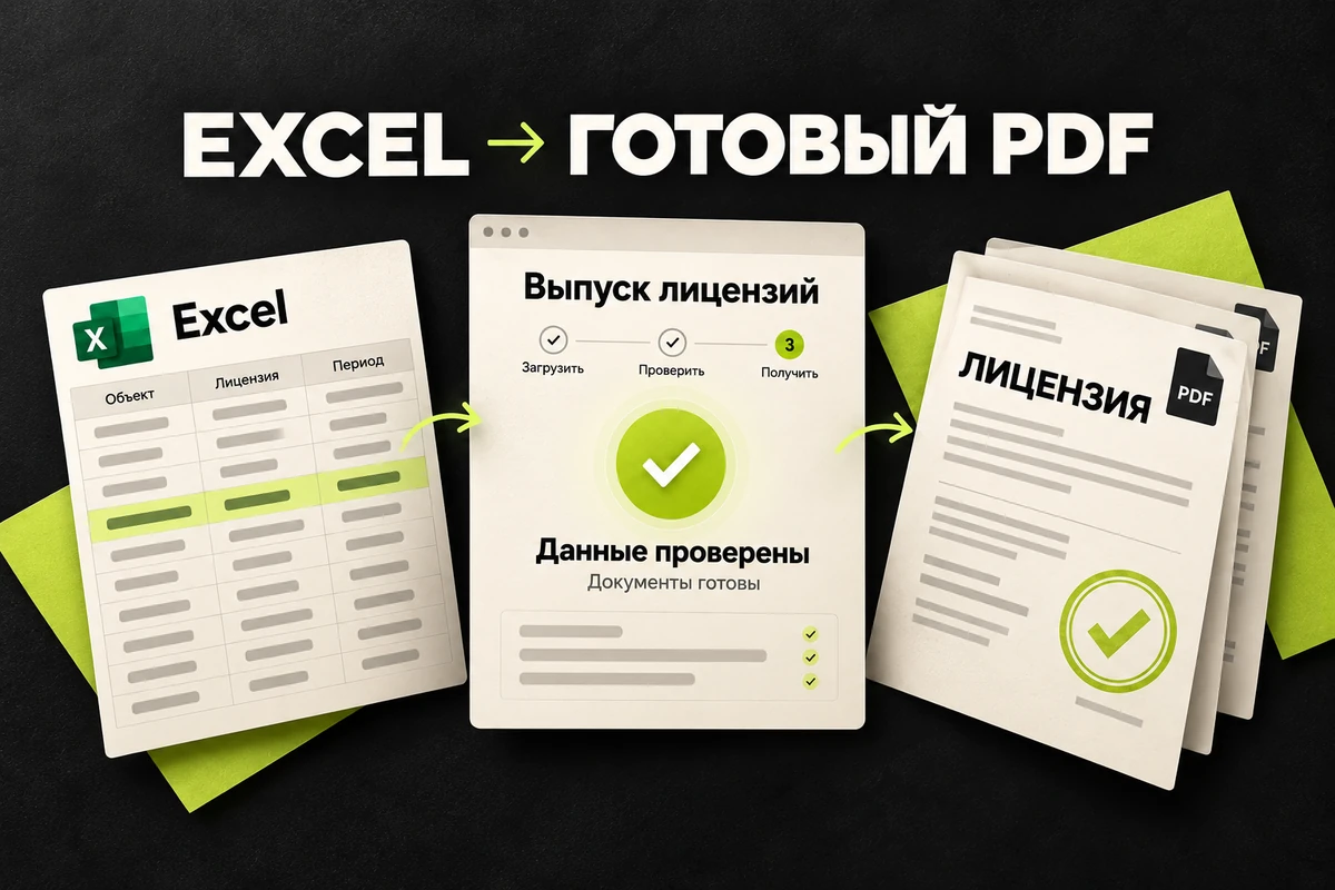 Выпуск лицензий: из Excel в готовый PDF