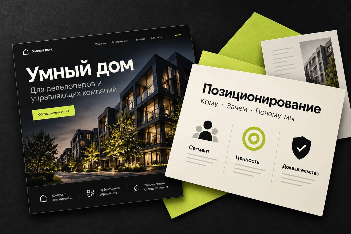 Лендинг умного дома и схема позиционирования продукта